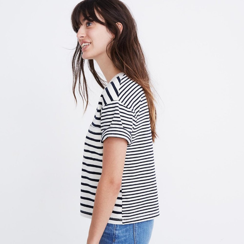 Madewell Easy Crop Tee in Stripe-Mix